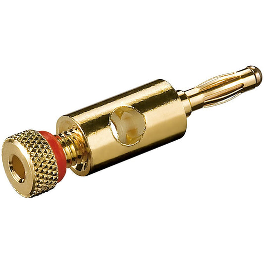 Goldbananenstecker bis 5mm², schraubbbar, Rot