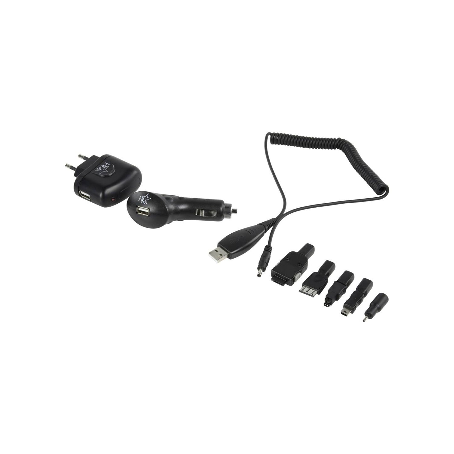 USB Ladegerät 12/230V mit Adapterset für Handy