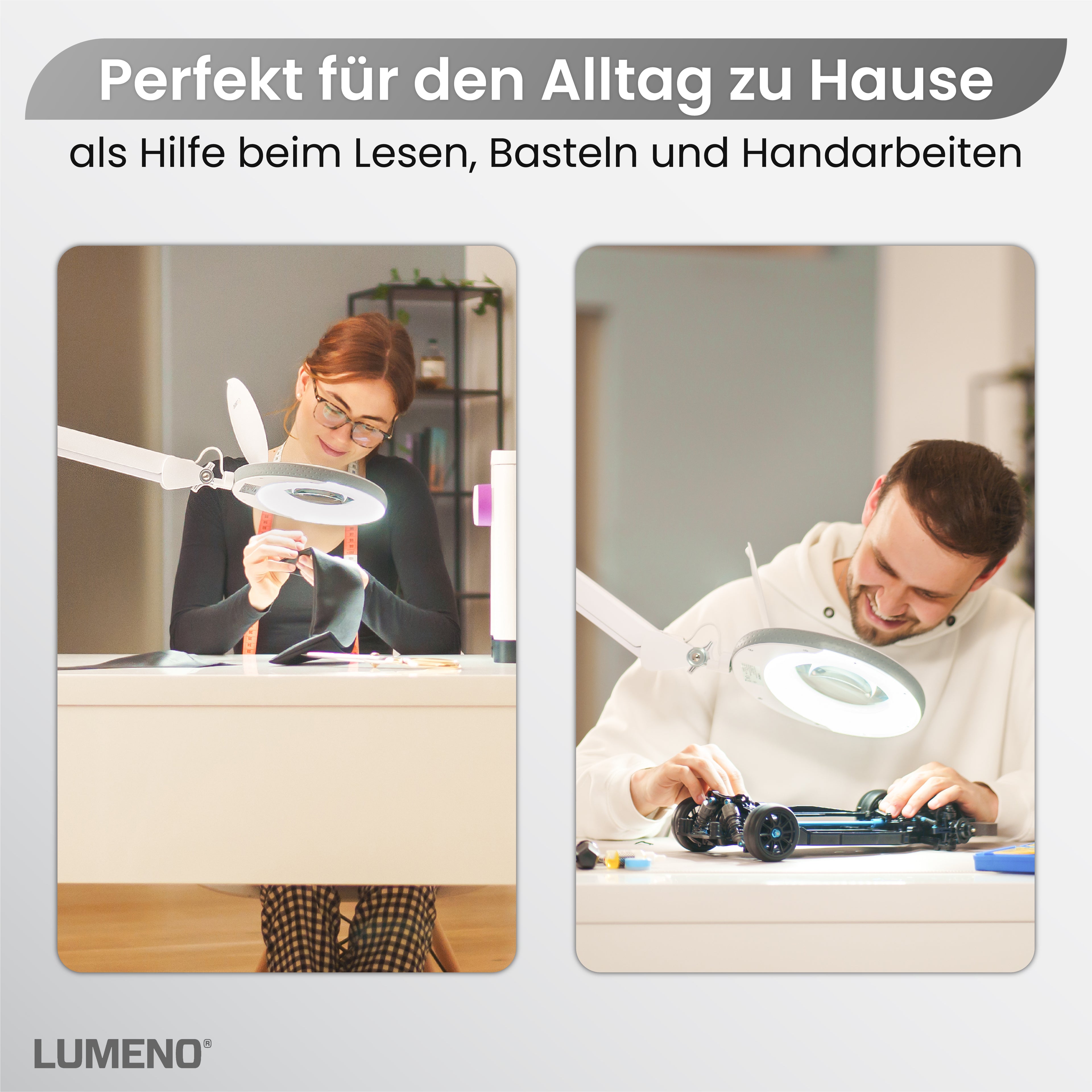 Lumeno 7213/15/18 Lupenleuchte/Arbeitsplatzlampe 60 LEDs mit 127 mm Linse, grau, grün oder schwarz