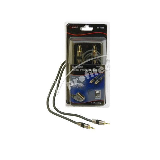 Klinkenkabel 3,5mm, Vollmetalstecker, vergoldet, 5m lang