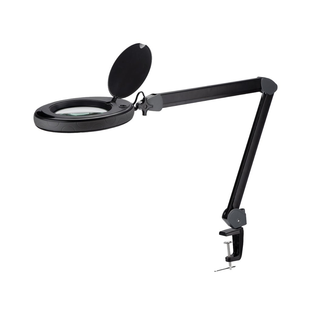 Lumeno LED Lupenleuchte Serie 851X mit 152 mm Echtglaslinse, dimmbar, grau oder schwarz