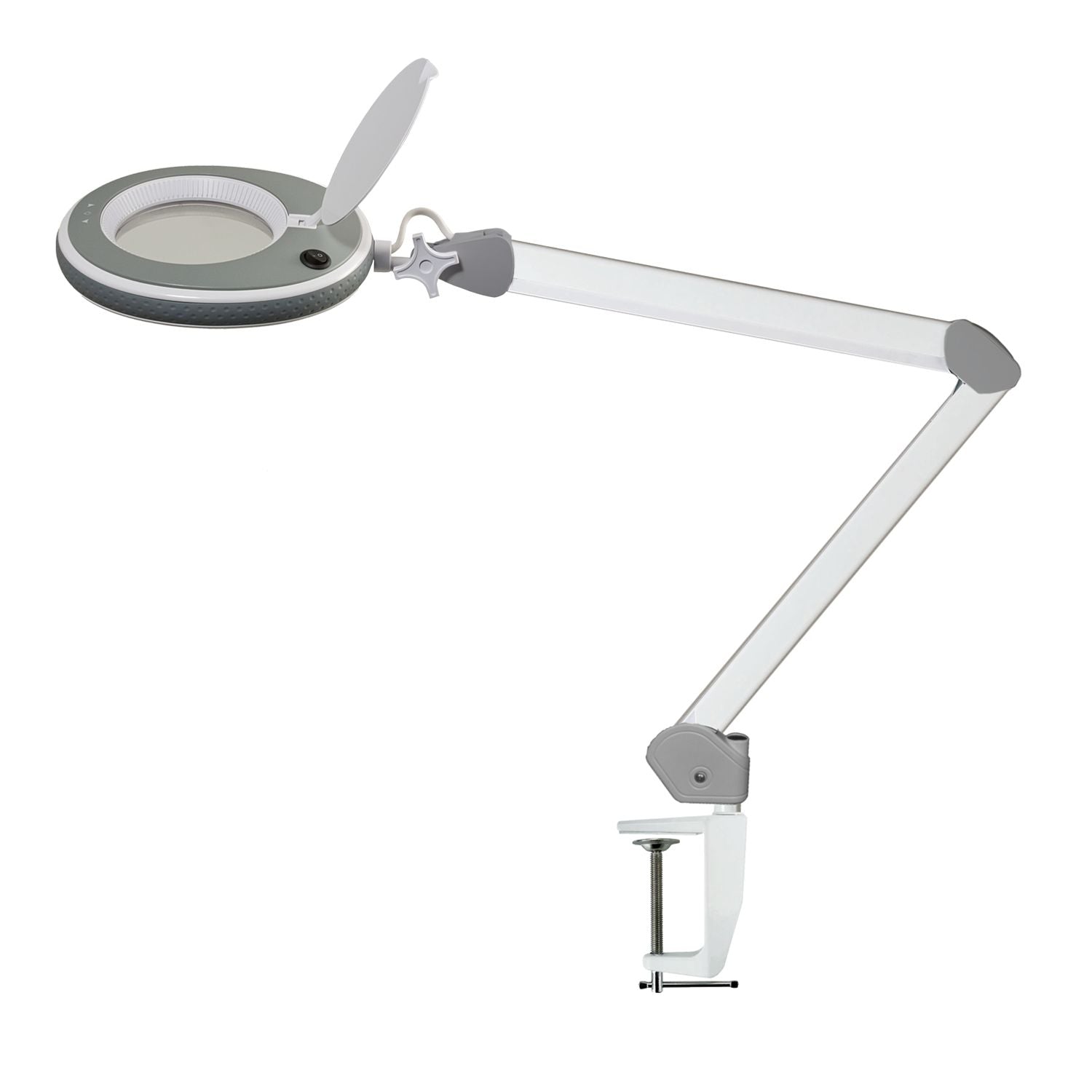 Lumeno LED Lupenleuchte Serie 8213/8215 mit 127 mm Linse und regulierbarer Helligkeit, Grau