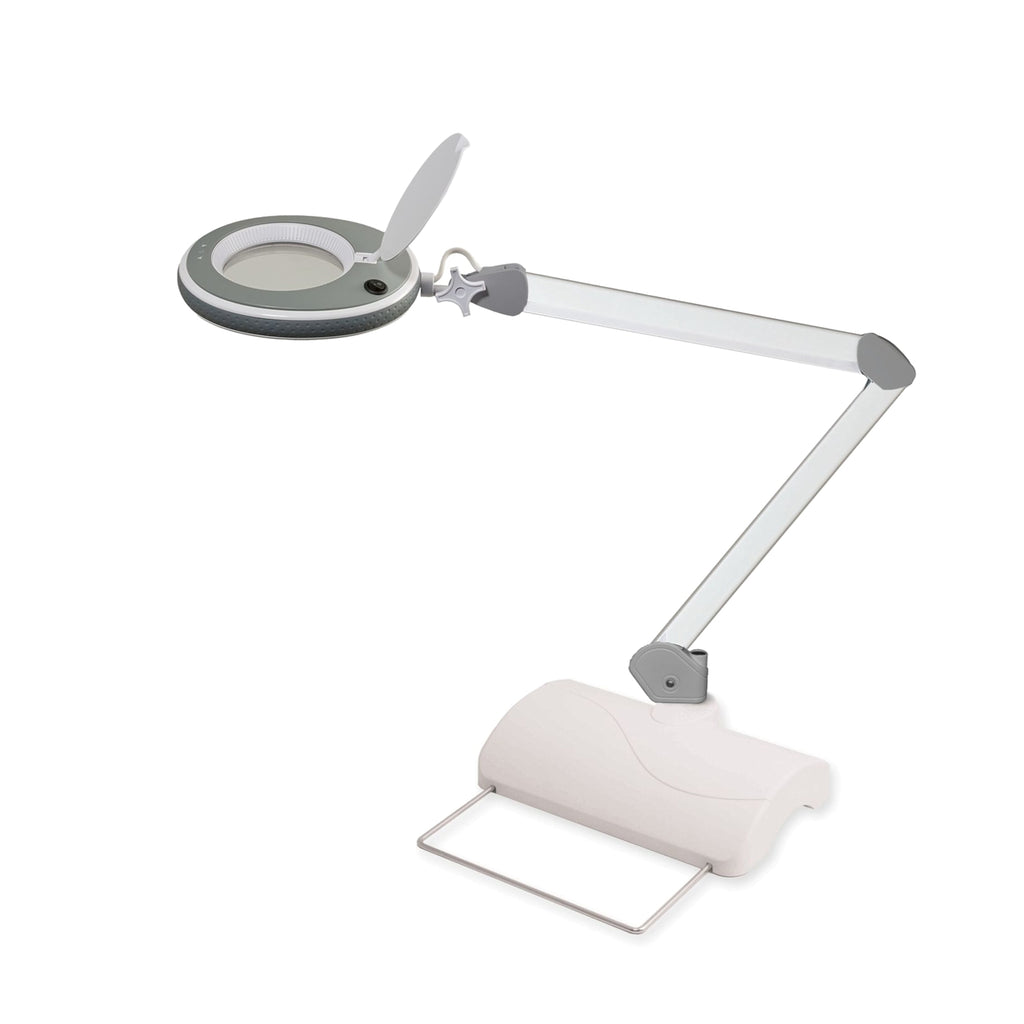Lumeno LED Lupenleuchte Serie 8213/8215 mit 127 mm Linse und regulierbarer Helligkeit, Grau