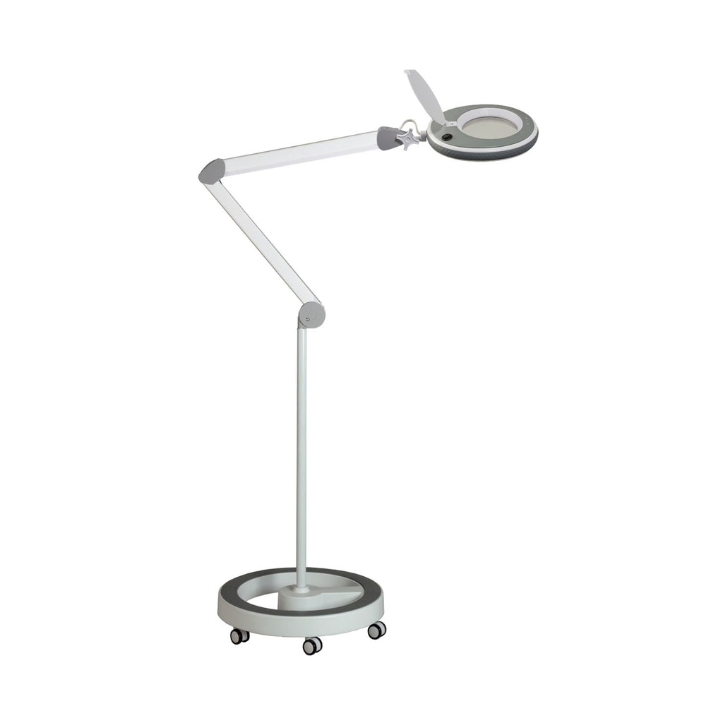 Lumeno LED Lupenleuchte Serie 8213/8215 mit 127 mm Linse und regulierbarer Helligkeit, Grau