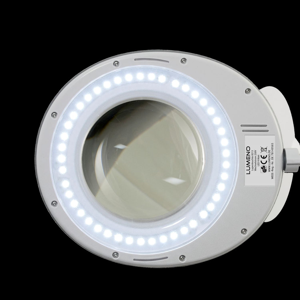 Lumeno LED Lupenleuchte Serie 8213/8215 mit 127 mm Linse und regulierbarer Helligkeit, Grau