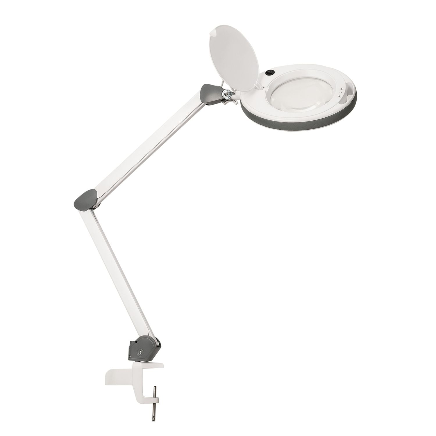 Lumeno LED Lupenleuchte Serie 851X mit 152 mm Echtglaslinse, dimmbar, grau oder schwarz