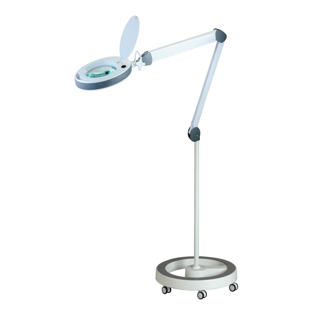 Lumeno LED Lupenleuchte Serie 851X mit 152 mm Echtglaslinse, dimmbar, grau oder schwarz