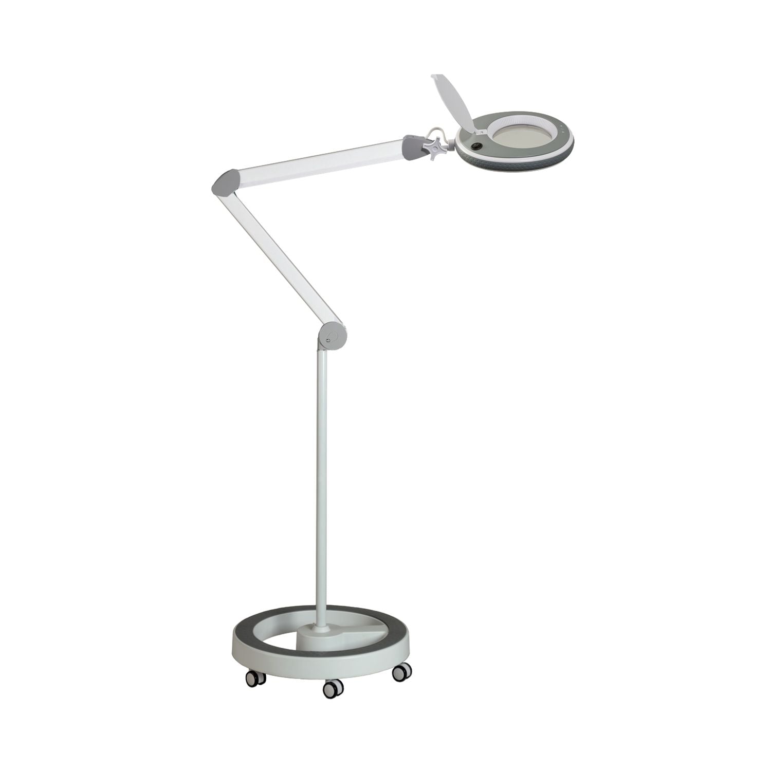 Lumeno LED Lupenleuchte Serie 8213/8215 mit 127 mm Linse und regulierbarer Helligkeit, Grau