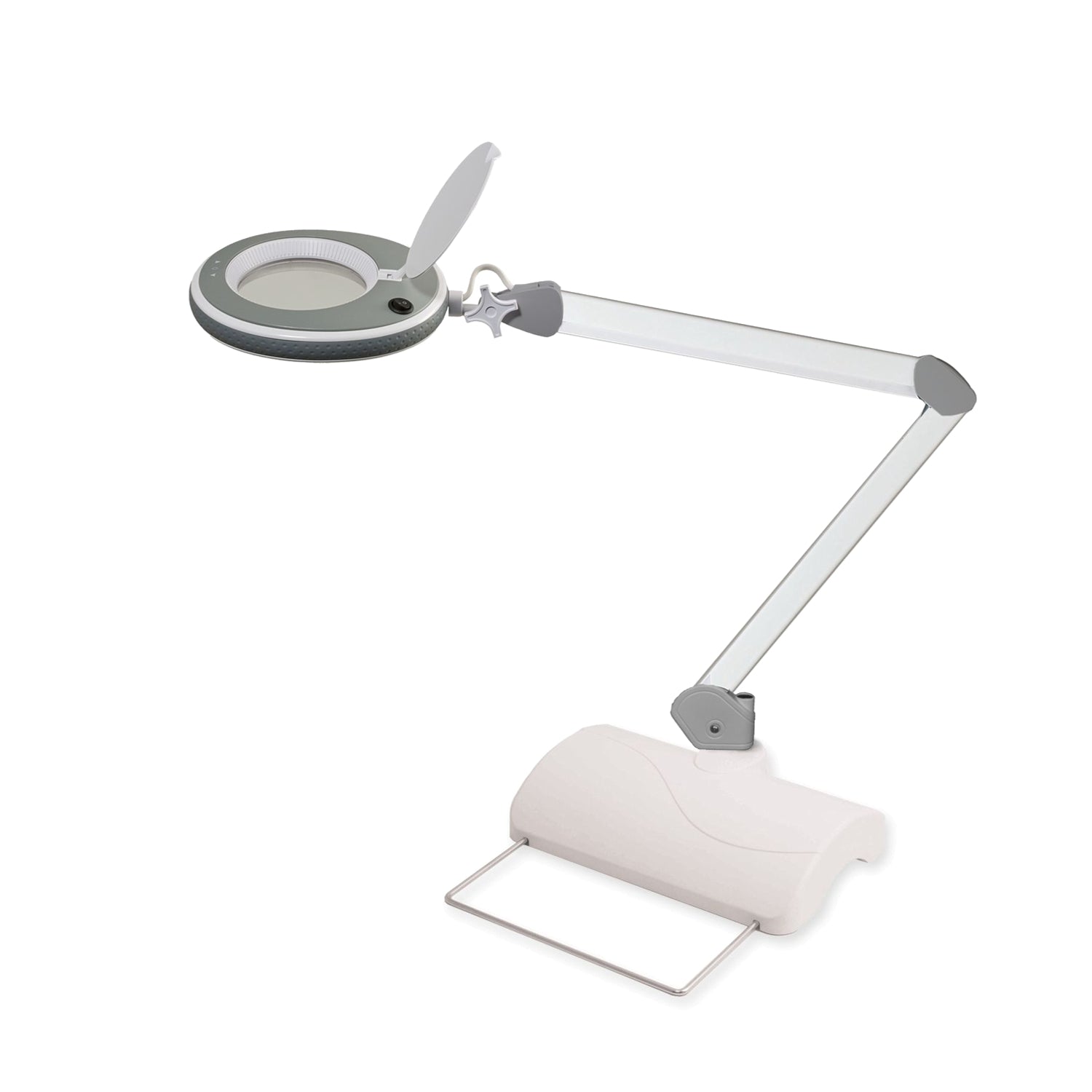 Lumeno LED Lupenleuchte Serie 8213/8215 mit 127 mm Linse und regulierbarer Helligkeit, Grau