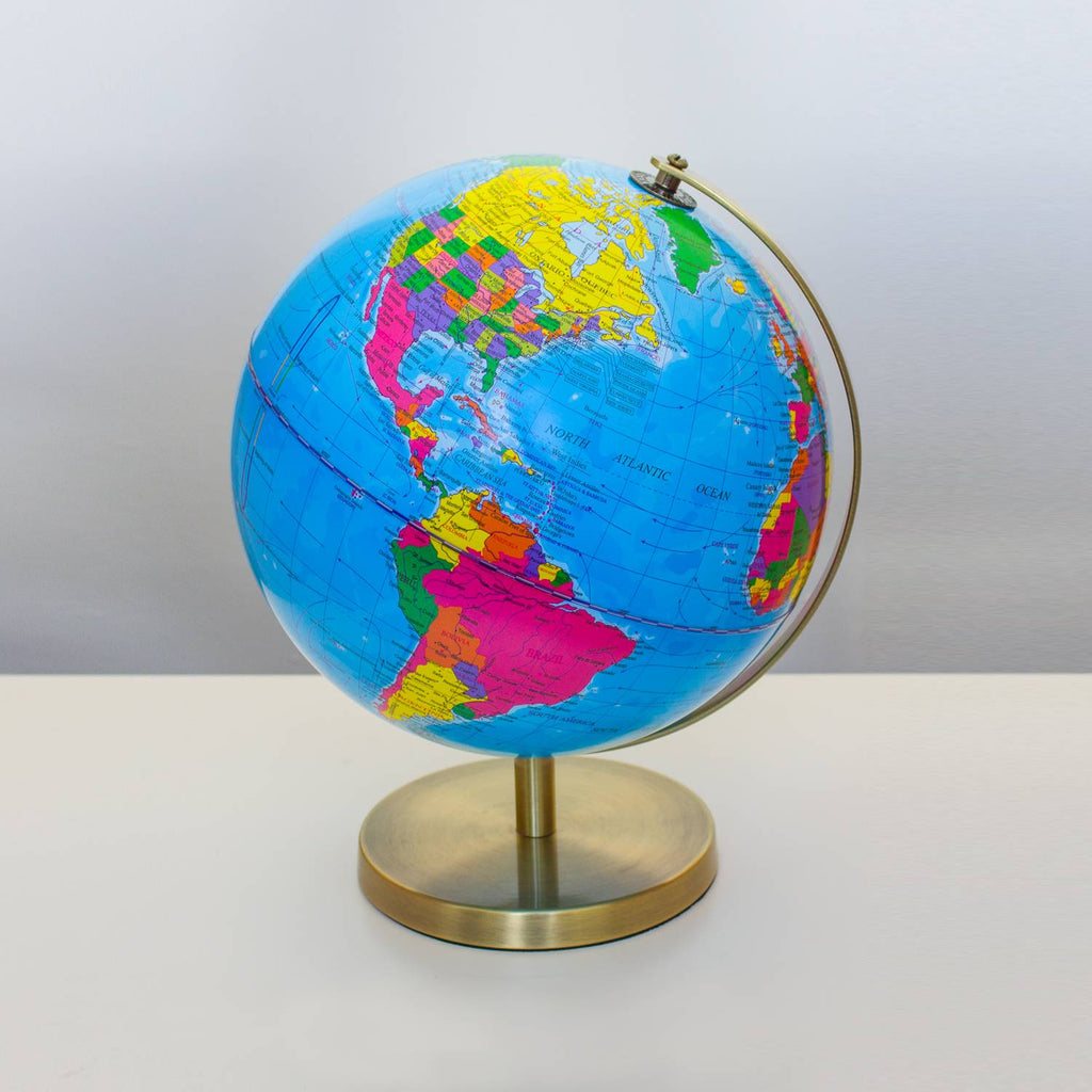 Magellan Albion Leuchtglobus Metallfuß und Meridian in verschiedenen Farben